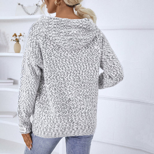 Justine | Cardigan Tricoté à Capuche Décontracté
