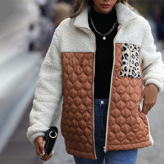 Manteau en Peluche Chaud Patchwork