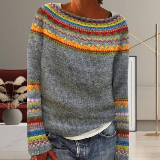 Pull en Tricot Géométrique Vintage
