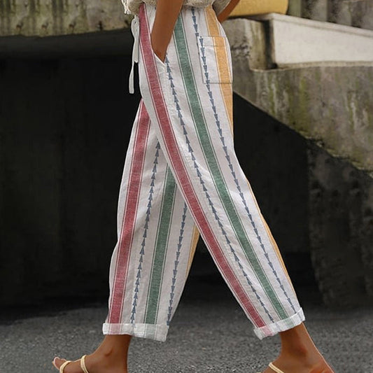 Pantalon Décontracté à Rayures