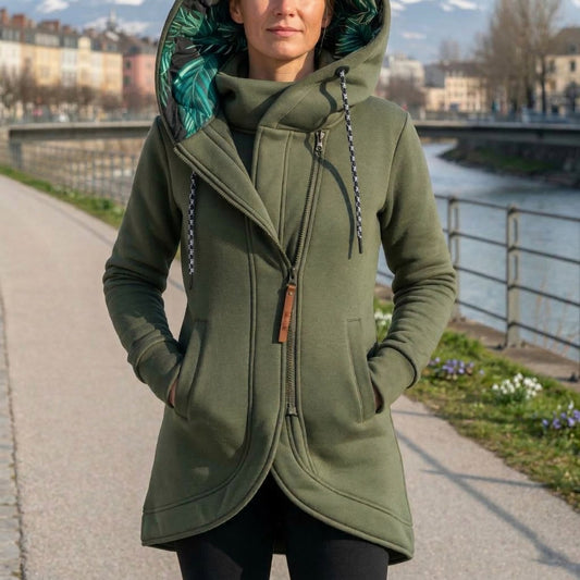 Solène | Manteau à Capuche Chaud et Léger - Vert