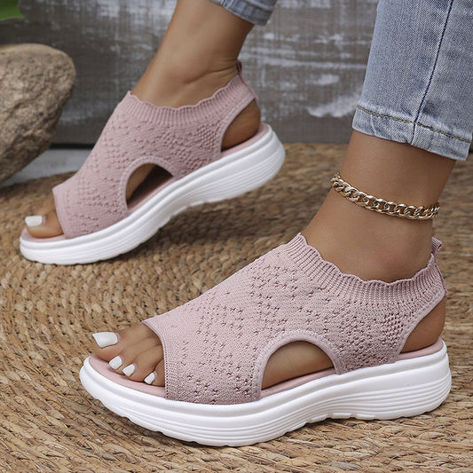 Sandales Compensées en Tricot Respirant