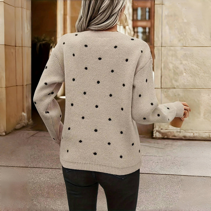 Pull en Tricot à Pois Décontracté