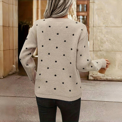 Pull en Tricot à Pois Décontracté