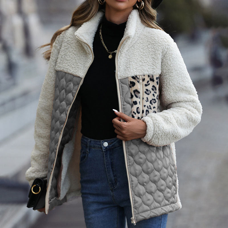 Manteau en Peluche Chaud Patchwork