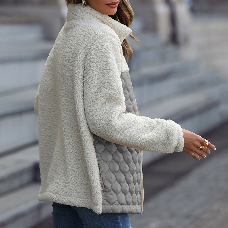 Manteau en Peluche Chaud Patchwork