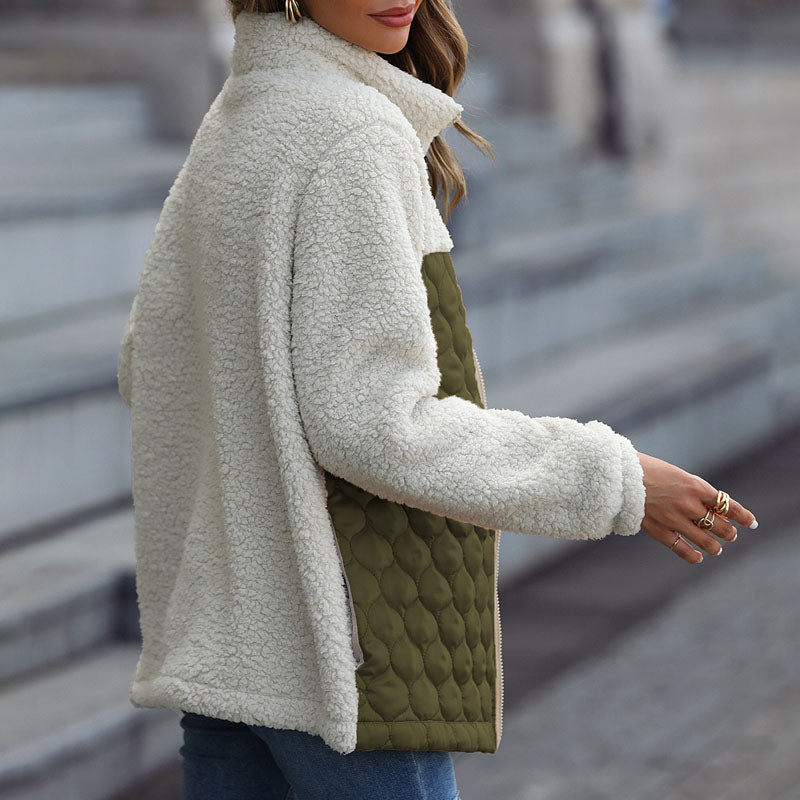 Manteau en Peluche Chaud Patchwork