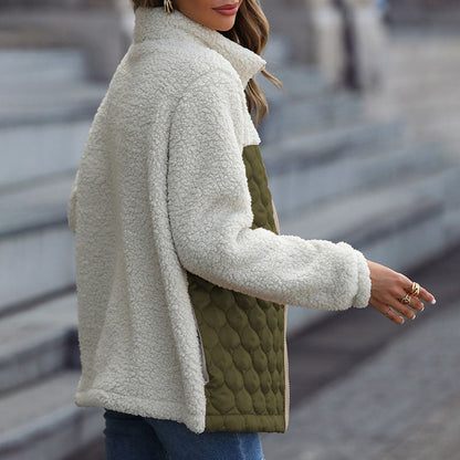 Manteau en Peluche Chaud Patchwork