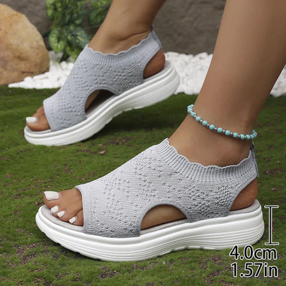 Sandales Compensées en Tricot Respirant