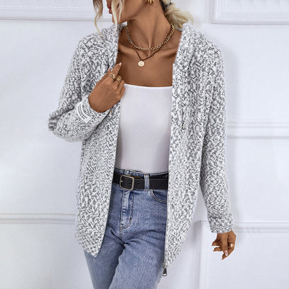 Justine | Cardigan Tricoté à Capuche Décontracté