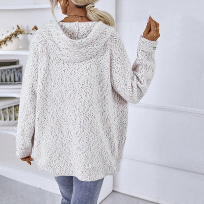 Justine | Cardigan Tricoté à Capuche Décontracté