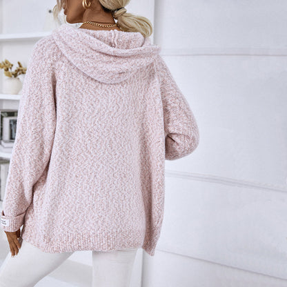 Justine | Cardigan Tricoté à Capuche Décontracté