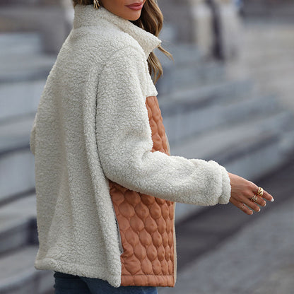 Manteau en Peluche Chaud Patchwork