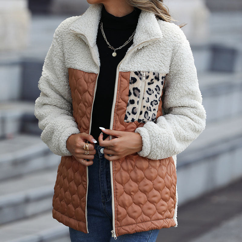 Manteau en Peluche Chaud Patchwork