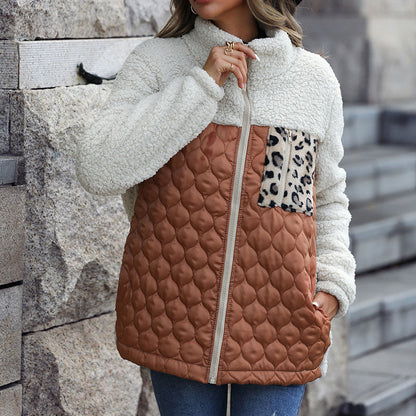 Manteau en Peluche Chaud Patchwork