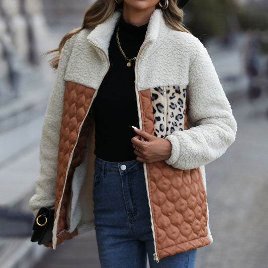Manteau en Peluche Chaud Patchwork