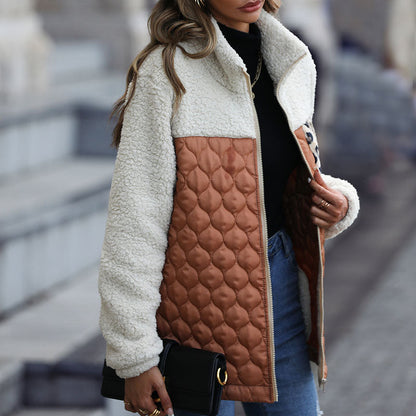 Manteau en Peluche Chaud Patchwork