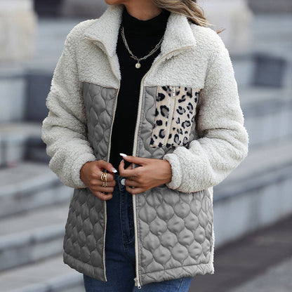 Manteau en Peluche Chaud Patchwork