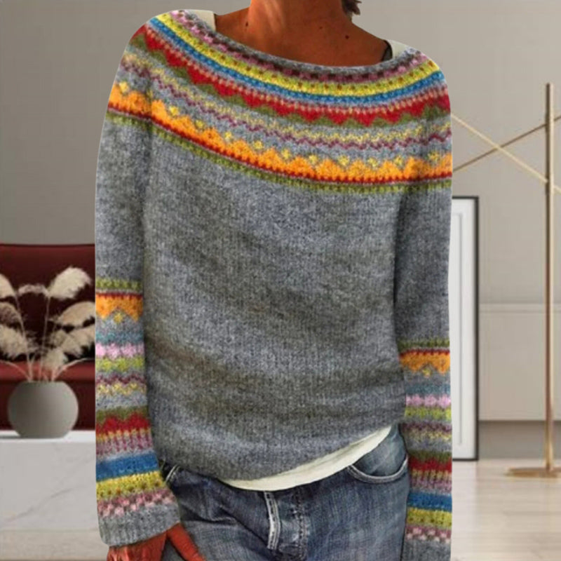 Pull en Tricot Géométrique Vintage