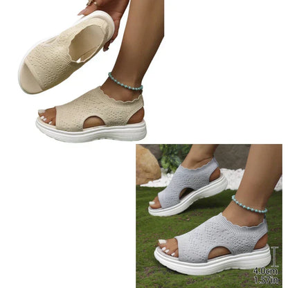 Sandales Compensées en Tricot Respirant