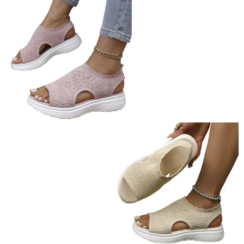 Sandales Compensées en Tricot Respirant