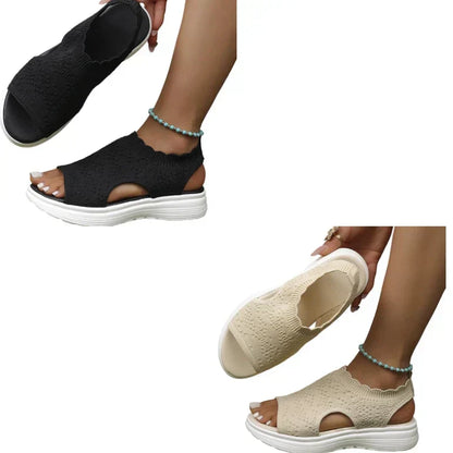 Sandales Compensées en Tricot Respirant