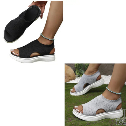Sandales Compensées en Tricot Respirant