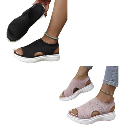 Sandales Compensées en Tricot Respirant