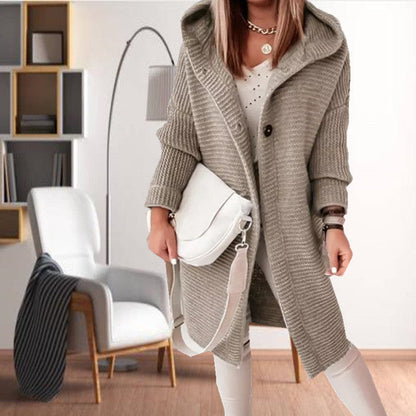 Manteau Tricoté à Capuche Décontracté