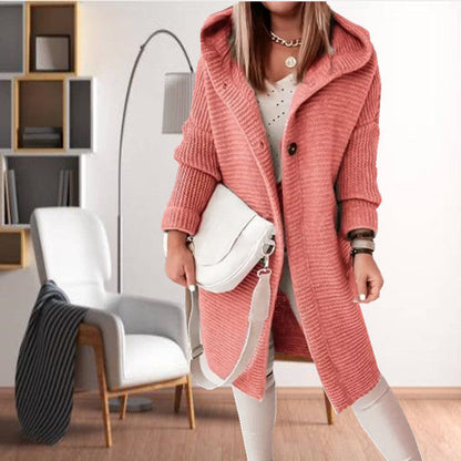 Manteau Tricoté à Capuche Décontracté