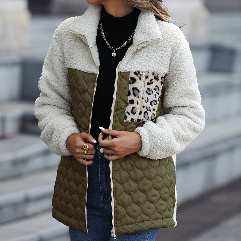 Manteau en Peluche Chaud Patchwork