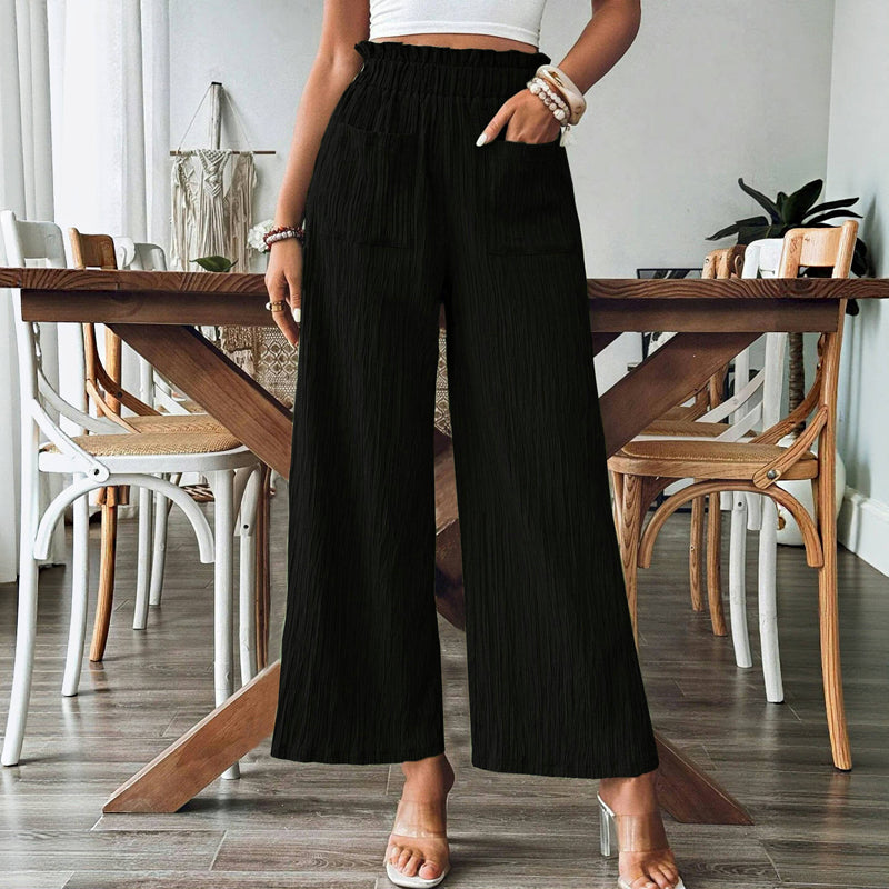 Pantalon Décontracté De Couleur Unie