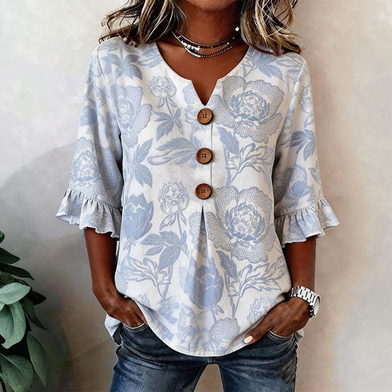 Blouse Vintage À Imprimé Floral