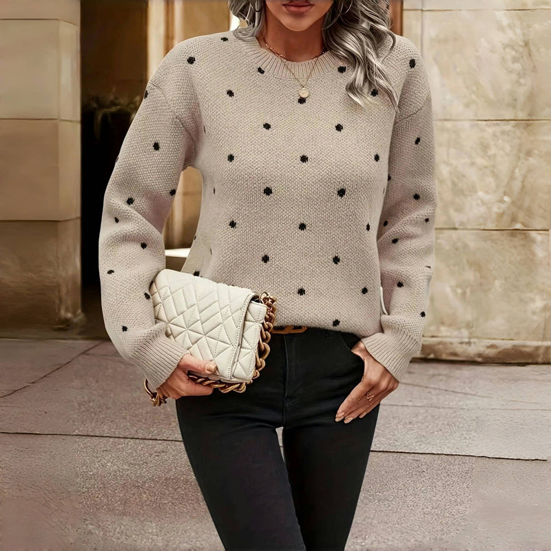 Pull en Tricot à Pois Décontracté