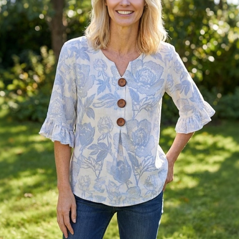 Blouse Vintage À Imprimé Floral