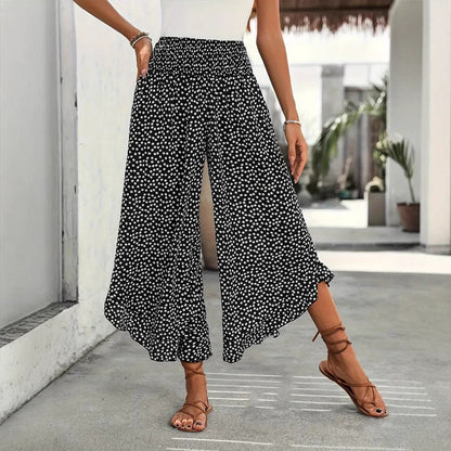 Pantalon Large à Pois Décontracté