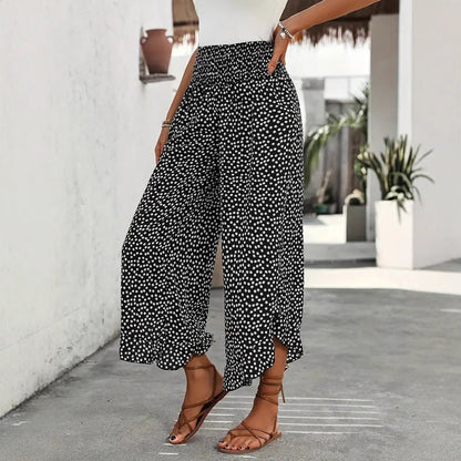 Pantalon Large à Pois Décontracté