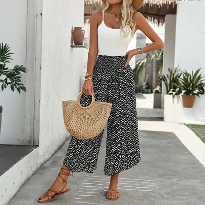 Pantalon Large à Pois Décontracté