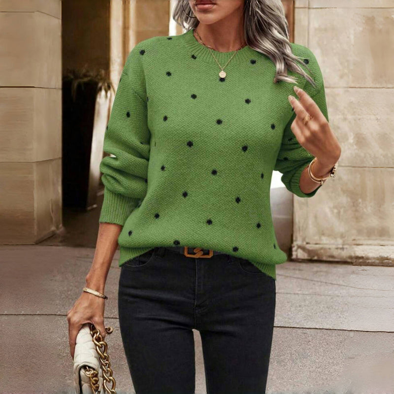 Pull en Tricot à Pois Décontracté