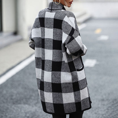 Madeleine | Cardigan Tricoté Décontracté à Carreaux