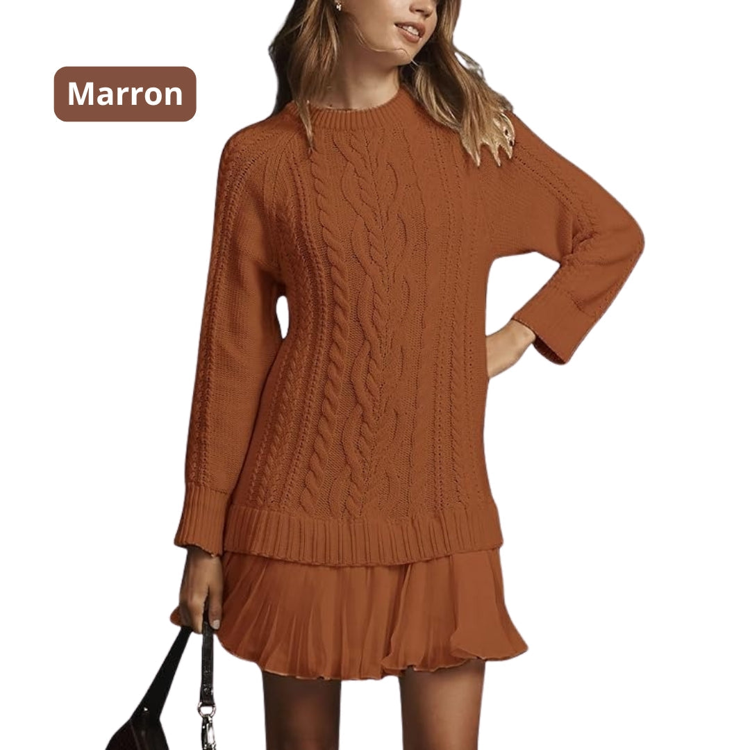 Robe Pull Torsadée Femme Chaude | Automne & Hiver