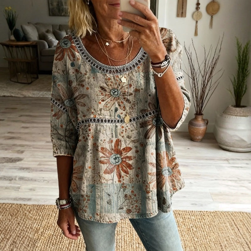 Blouse Vintage À Imprimé Floral