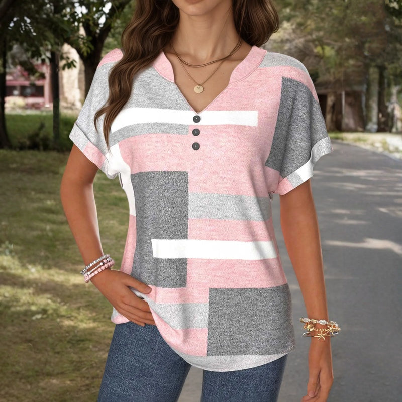 Blouse Décontractée À Blocs De Couleurs
