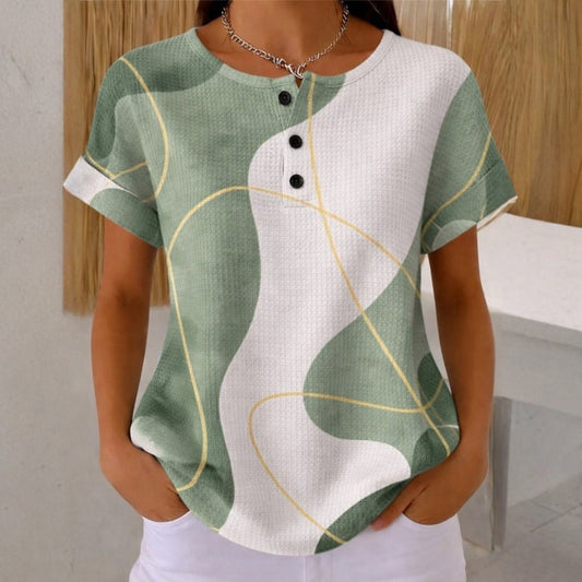 Blouse Décontractée à Blocs de Couleur