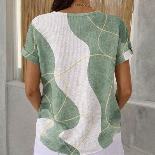 Blouse Décontractée à Blocs de Couleur
