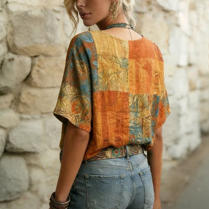 Blouse Vintage à Imprimé Libellule