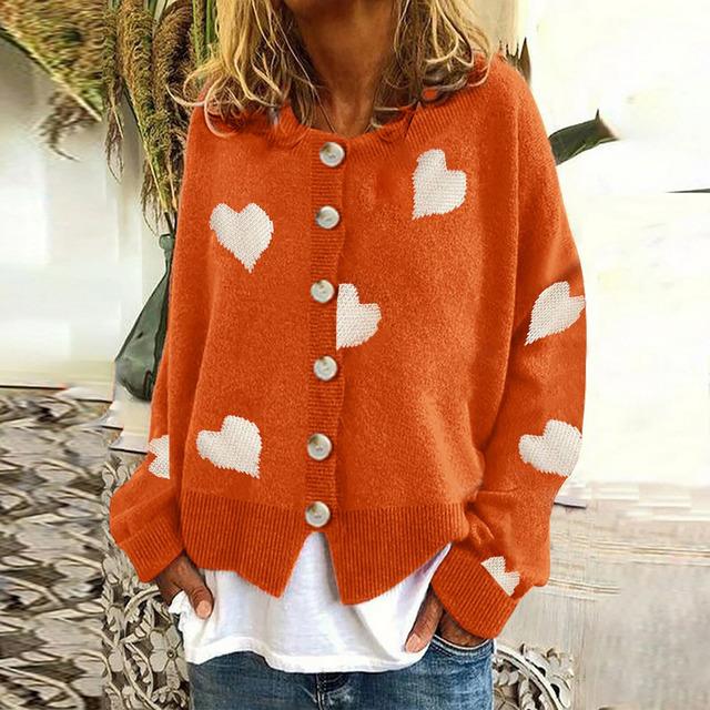 Cardigan en Maille à Imprimé Cœur