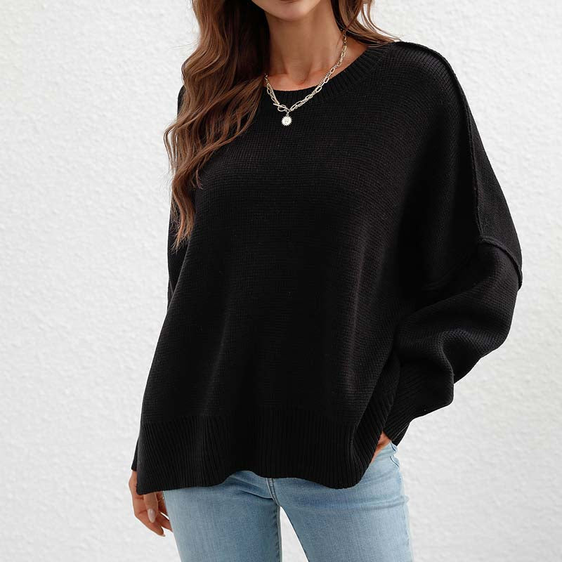 Zoé | Pull en Tricot Décontracté de Couleur Unie