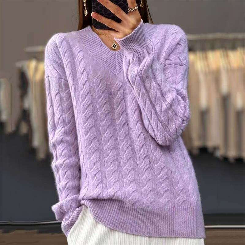 Pull Décontracté en Maille Torsadée