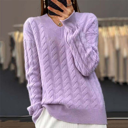 Pull Décontracté en Maille Torsadée